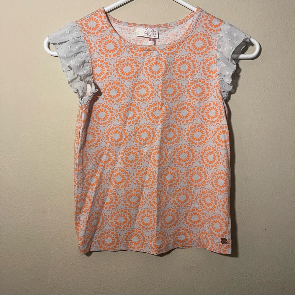 Matilda Jane Orange Floral Kids Blouse SZ 8